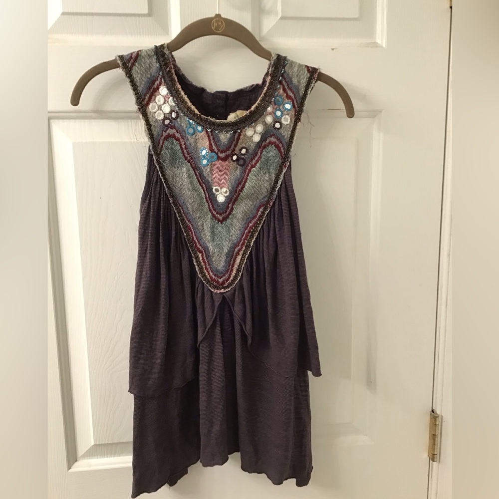 FREE PEOPLE LIBERATION MOSSY BOHO TOP SZ S GUC